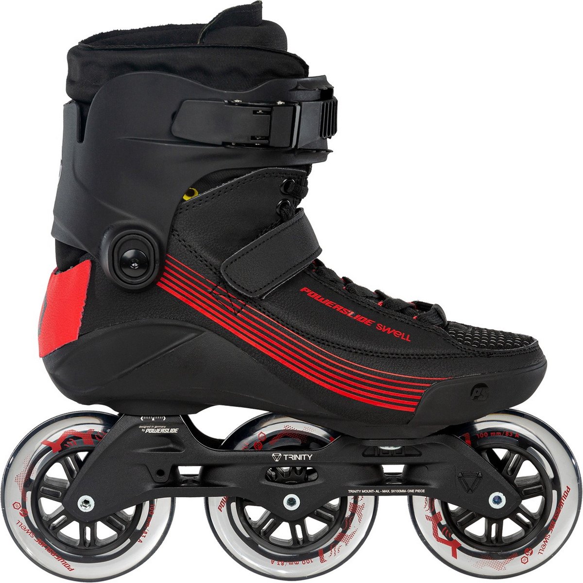 Powerslide Swell 100 Skates Inlineskates - Maat 45 - Unisex - zwart - rood (4040333549438)