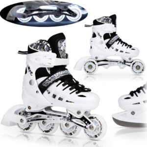 4-in-1-schaatsen Set - Inlineskates, Triskates, Rolschaatsen en IJsschaatsen - Verstelbare Maat 39-42 met LED Wieltjes (8721316653484)
