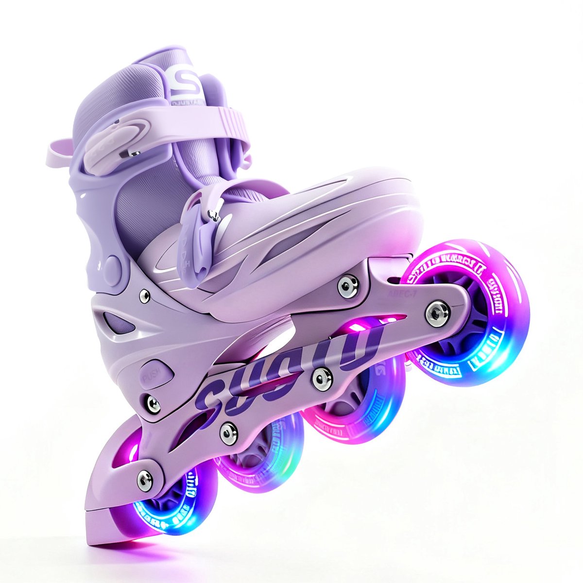 Suotu Skeelers - Inlineskates Verstelbaar - Skeelers meisjes en jongens - Maat: EUR 32-36 - lichtgevende wielen - Paars - M (8721049720378)