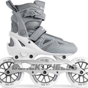 BLACKWHEELS Dynamic - Skeelers Volwassenen - Speedskates - Inline Skates - Inlineskates Verstelbaar - Maat: 39-42 (L) - Grijs - 110mm wielen (5902659843388)