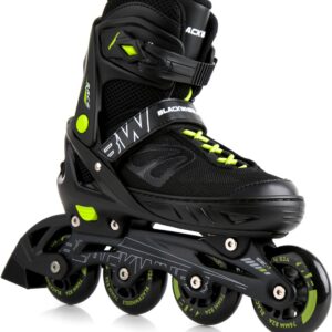 BLACKWHEELS Sonic - Skeelers - Inline Skates Volwassenen - Inlineskates Verstelbaar - Maat: 39-42 (L) - Zwart / Groen (5901793678863)