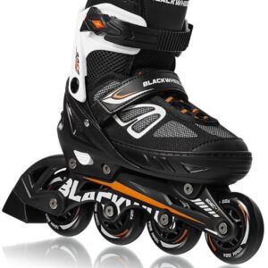 BLACKWHEELS Sonic - Skeelers - Inline Skates Volwassenen - Inlineskates Verstelbaar - Maat: 39-42 (L) - Zwart / Oranje (5902659841162)