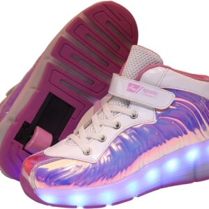 Wiel schoenen met LED verlichting voor kinderen - Inlineskates met dubbel wiel en USB opladen (9101078250937)