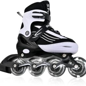 Verstelbare Inlineskates voor Kinderen en Volwassenen - Geschikt voor Binnen en Buiten, Zwart en Wit (9101090413501)