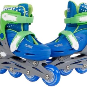 Verstelbare Kinder Inlineskates Groen Blauw Maat 31-34 - Comfortabel Skaten (9101145850183)