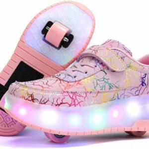 Verstelbare Rolschaatsen voor Kinderen en Jongeren - Inlineskates met 4 Wielen - Zwart, Wit, Roze (Maat 27-40) (9101044367980)