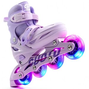 Suotu Skeelers - Inlineskates Verstelbaar - Lijn: S78 - Skeelers meisjes en jongens - Maat: EUR 28-30 - lichtgevende wielen - Paars - S (8721049721252)