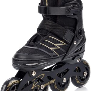 Meteor - Inlineskates Buzzy - Maat 34-38 - Zwart/Goud - Verstelbaar - ABEC-9 - Met rem (5900724070462)