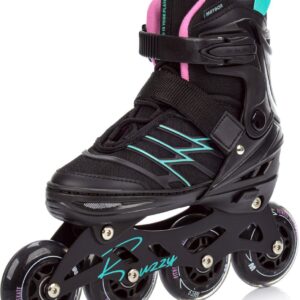 Meteor - Inlineskates Buzzy - Maat 34-38 - Zwart/Roze/Mint - Verstelbaar - ABEC-9 - Met rem (5900724070592)