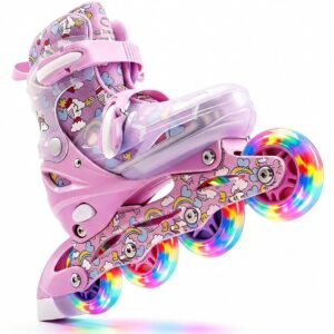 Suotu Skeelers - Inlineskates Verstelbaar - Lijn: S78 - Skeelers meisjes en jongens - Maat: EUR 28-30 - Lichtgevende wielen - S78 - Eenhoorn - S (8721049728664)