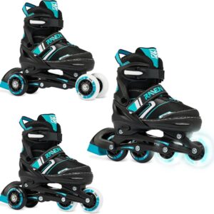 Verstelbare Inlineskates Zwart/Mint - Geschikt voor Volwassenen en Kinderen - Met LED Wielen (9101118725012)