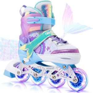 Verstelbare Inlineskates voor Meisjes en Kinderen - 4 Maten, Blauw en Violet, Perfect voor Binnen en Buiten (6152631156138)