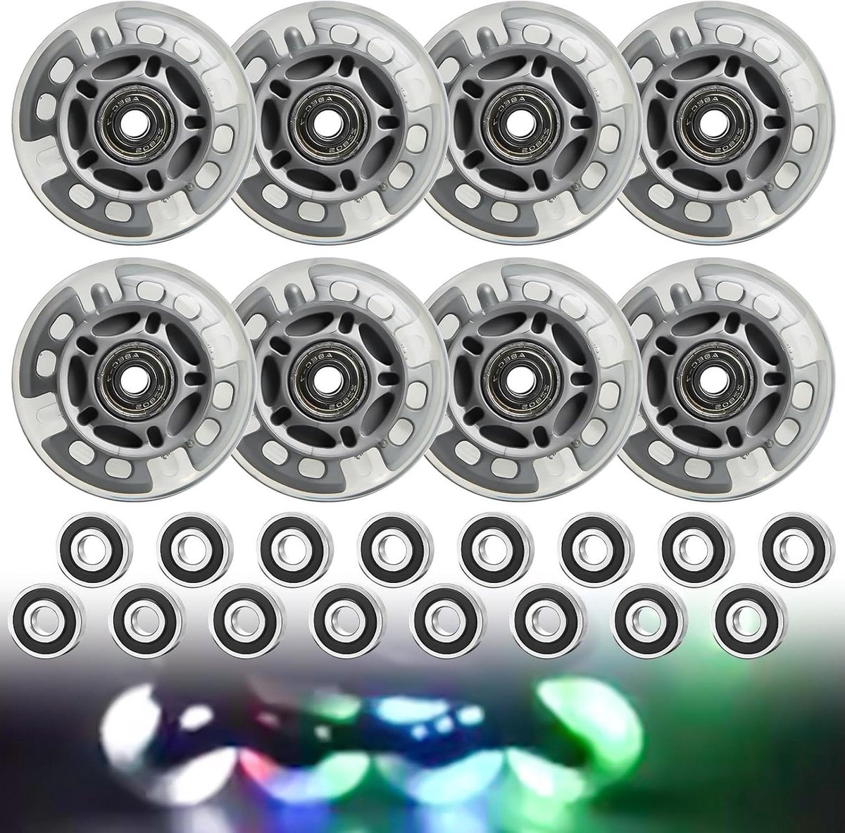 Allecto plus - Inlineskates Wielen Set van 8 stuks 72 mm voor Volwassenen en Kinderen - Rolschaatsen met LED en Kogellagers (8785347053743)