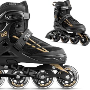Inlineskates Verstelbaar - Rolschaatsen Kinderen - Actief Buiten - Aluminium Frame - Maat 38-41 - Goud (9101308476007)