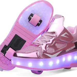 Inlineskates met LED Verlichting en Dubbele Wielen voor Kinderen - Automatisch Intrekbaar (9101097177376)