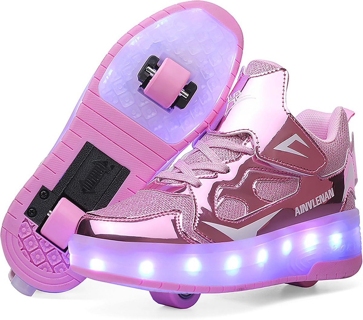 Inlineskates met LED Verlichting en Dubbele Wielen voor Kinderen - Automatisch Intrekbaar (9101097177376)