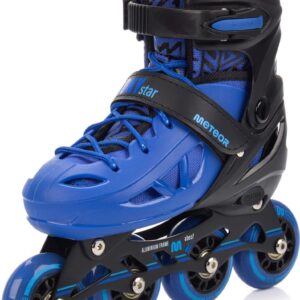 Meteor - Inlineskates Loky - Maat 30-33 - Zwart/Blauw - Verstelbaar - LED-wielen - ABEC-7 - Met rem (5900724070356)