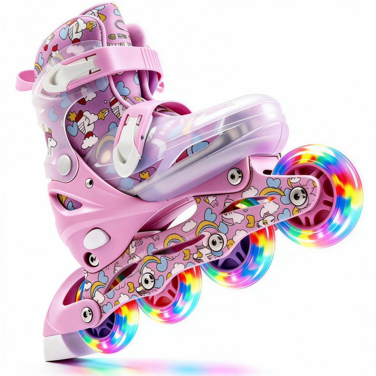 Suotu Skeelers - Inlineskates Verstelbaar - Lijn: S78 - Skeelers meisjes en jongens - Maat: EUR 32-36 - Lichtgevende wielen - S78 - Eenhoorn - M (8721049728671)