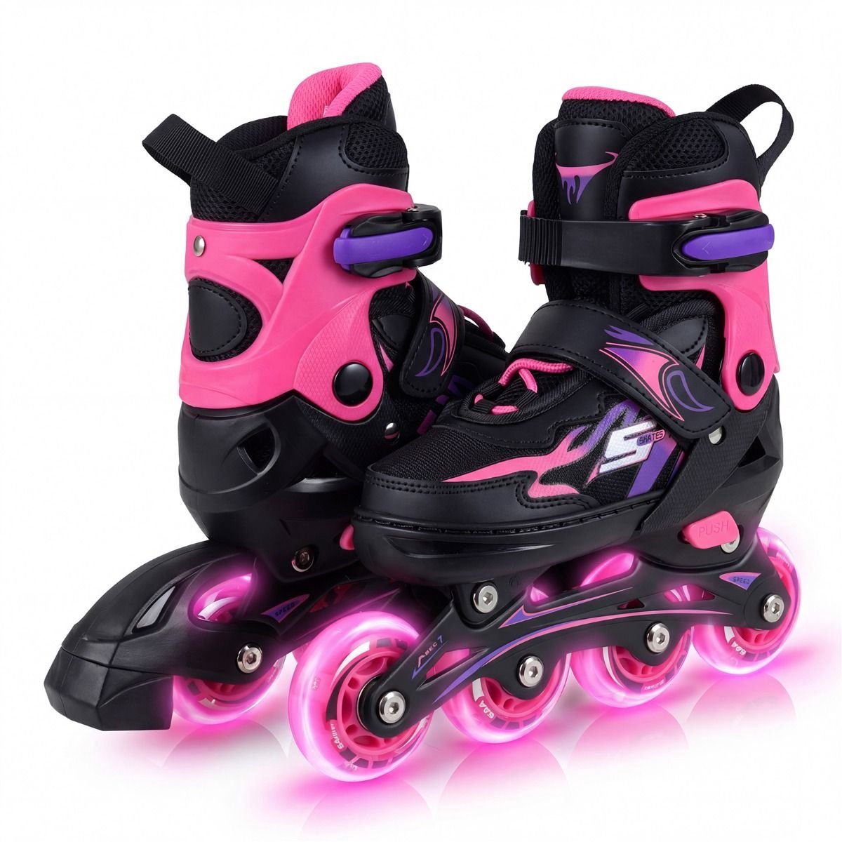 SureDeal® - Sportspeelgoed - Inlineskates - Kinderen - Jaar Voudig Verstelbare - Verlichte Wielen - Veiligheidsvoorzieningen - Peuters - Roze (9501352271434)