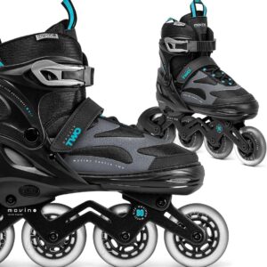 Verstelbare Inlineskates - Rolschaatsen Kinderen Volwassenen - Fitness Sportief - Viertraps Maatinstelling - 80mm Wielen - Donkerblauw (9101159073448)
