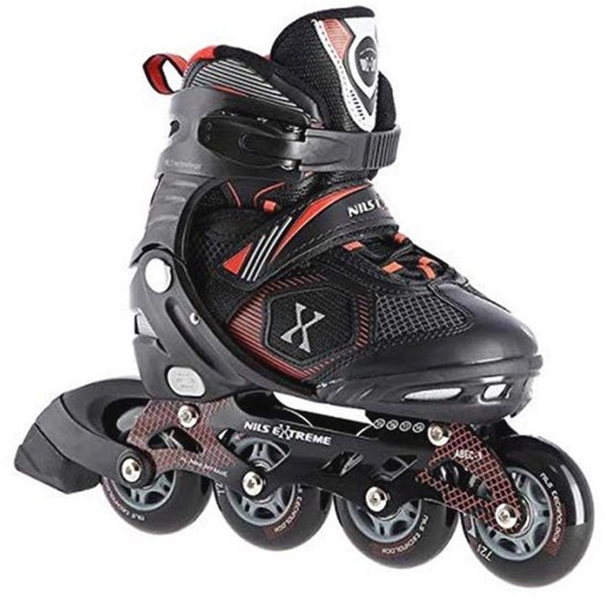 Verstelbare Inlineskates voor Kinderen en Dames - Zwart-Rood - Maat 31-42 (6156223631645)