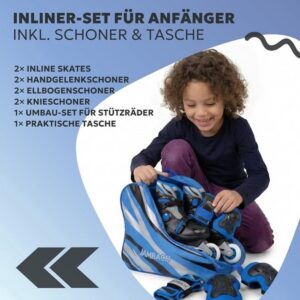 Verstelbare Inlineskates voor Kinderen met Beschermers en LED Verlichting - Blauw (8763219961587)