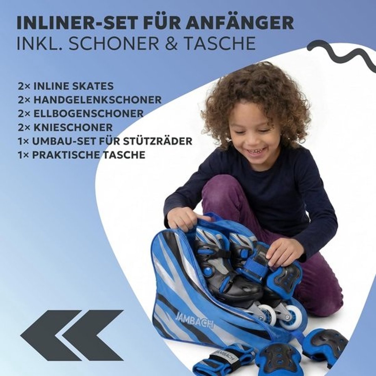 Verstelbare Inlineskates voor Kinderen met Beschermers en LED Verlichting - Blauw (8763219961587)