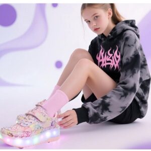 Verstelbare Rolschaatsen voor Kinderen en Jongeren - Inlineskates met 4 Wielen - Zwart, Wit, Roze (Maat 27-40) (8763220214801)