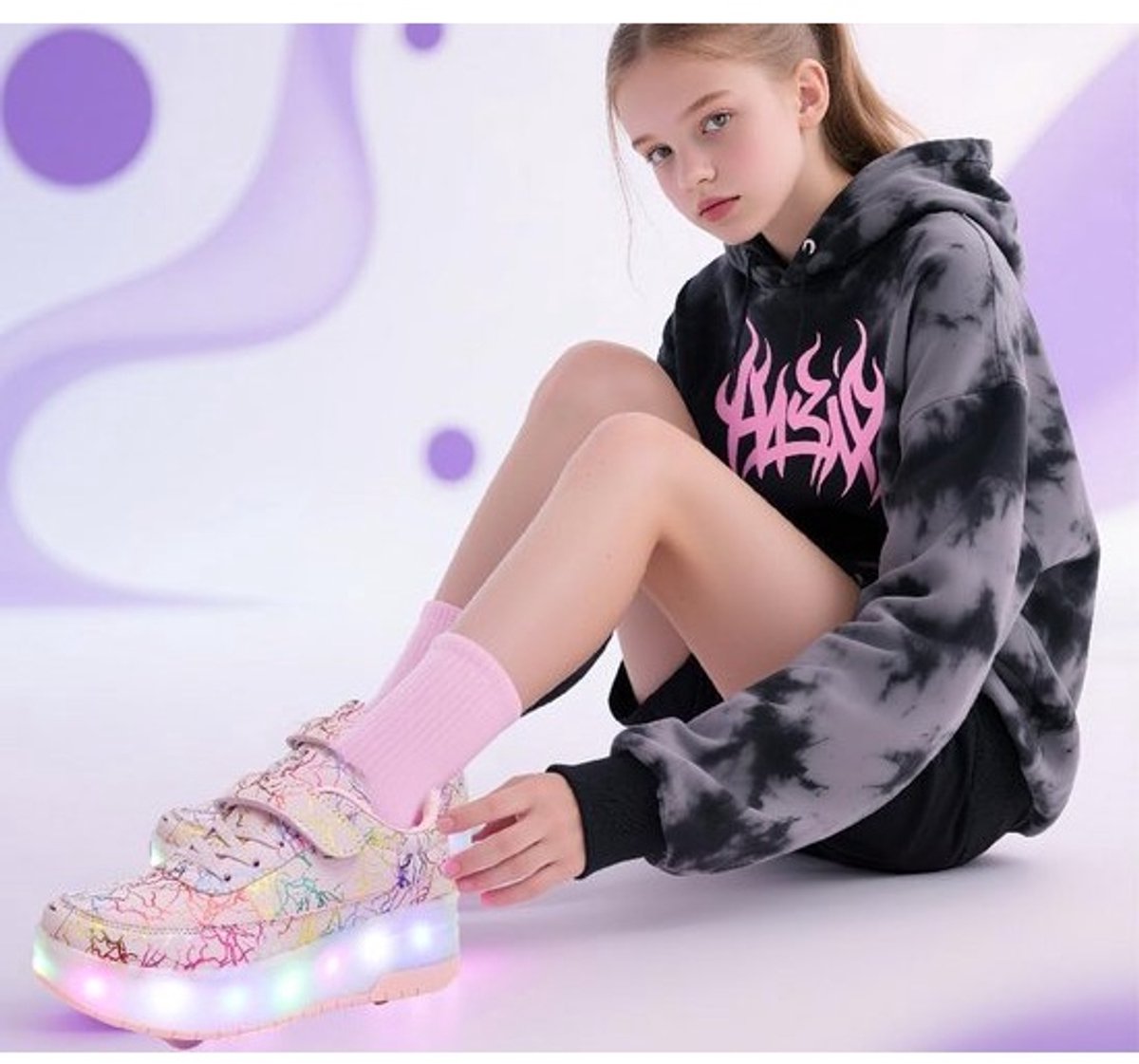 Verstelbare Rolschaatsen voor Kinderen en Jongeren - Inlineskates met 4 Wielen - Zwart, Wit, Roze (Maat 27-40) (8763220214801)